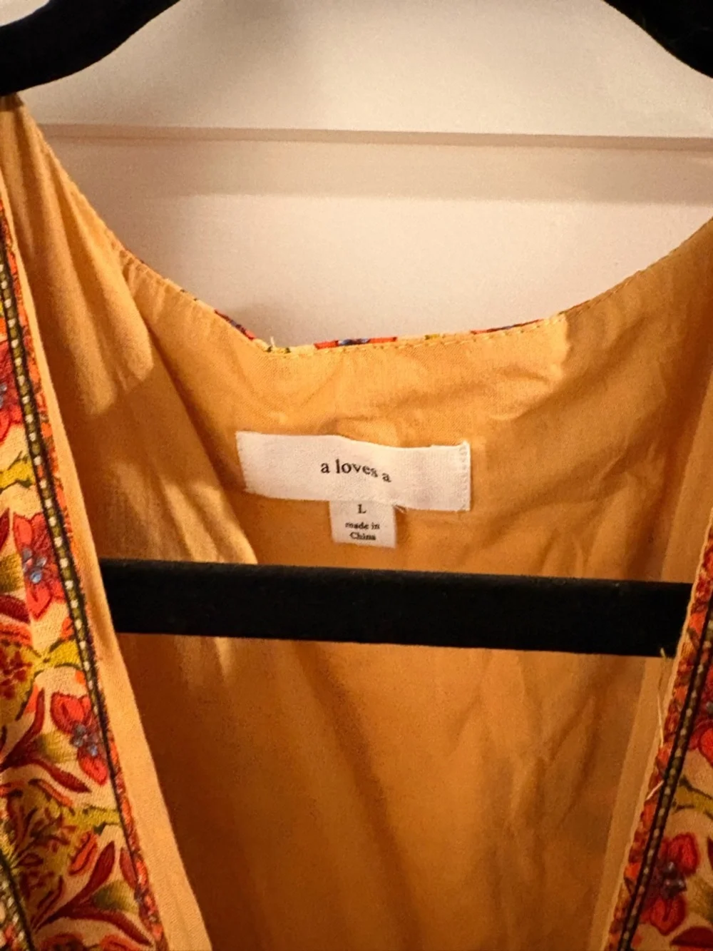 Mustard Floral V-Neck Maxi Dress with Tie Waist - Picture 3 of 3